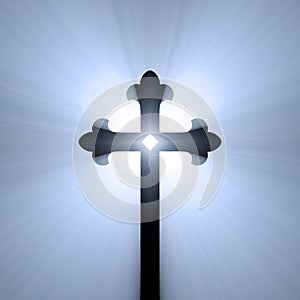 Cross bright light halo flare background