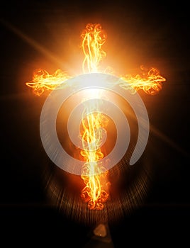 Cross burning in fire