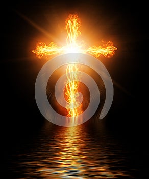 Cross burning in fire