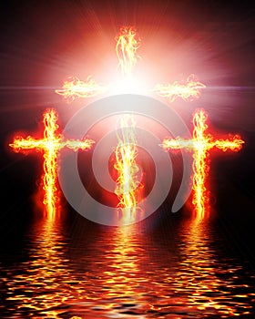 Cross burning in fire