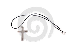 Cross with chain on white background