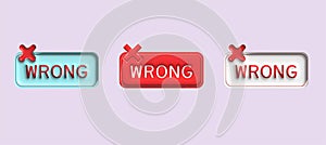 cross check mark icon button and no or wrong symbol on reject cancel sign button . rendering 3D