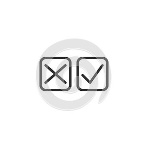 Cross check mark line icon