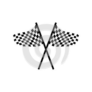 cross checkered flags icon logo sign racing competition vector illustration