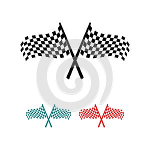 cross checkered flags icon logo sign racing competition vector illustration