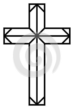 Cross of christian crucifix. Simple logo icon of christian Symbol of church of Jesus. Vector sign of catholic, religious