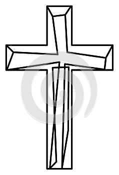 Cross of christian crucifix. Simple logo icon of christian Symbol of church of Jesus. Vector sign of catholic, religious