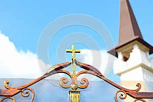 Cross and church spire