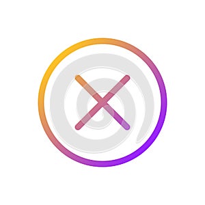 Cross in circle pixel perfect gradient linear ui icon