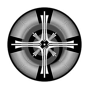 Cross in circle shape. Abstract design element.