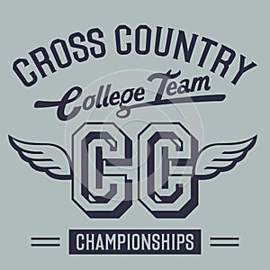 Cross Country College Team t-shirt design