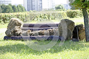 A cross-country a Log fences obstacles in a cross country event