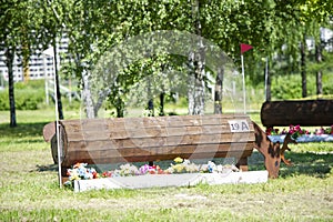 A cross-country a Log fences obstacles in a cross country event