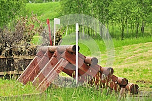 A cross-country a Log fences obstacles in a cross country event