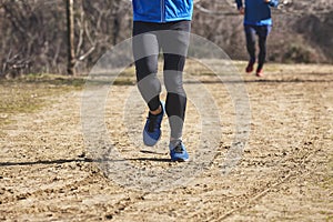 Cross country runners on a race. Active healthy lifestyle