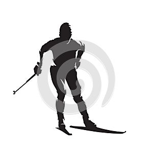 Cross country skiing, nordic skiing, isolated vector silhouette. Winter sport