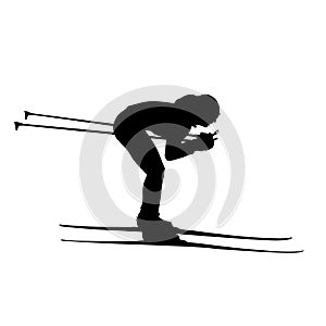 Cross-country skiing downhill, woman vector