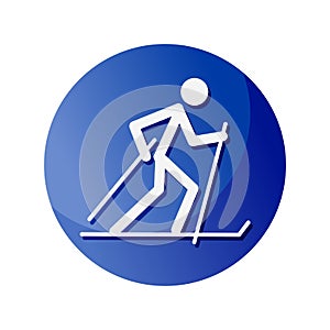 Cross-country skiing icon. A symbol dedicated to sports and games. Vector illustrations.