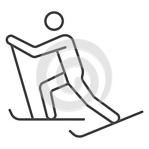Cross-country skiing thin line icon, Winter sport concept, skier sign on white background, Cross country skier icon in