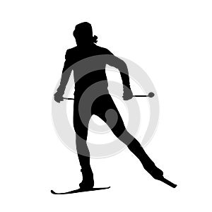 Cross country skiing vector silhouette