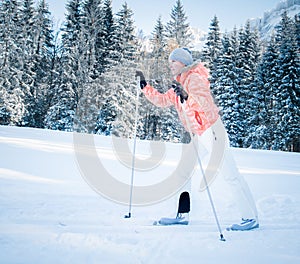 Cross country skiing woman