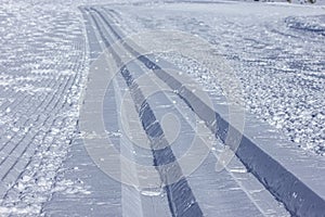 Cross country track in the snow