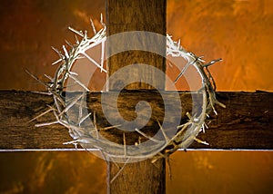 Cross with crown of thorns photo