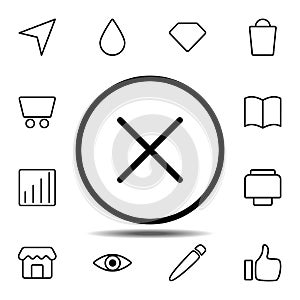 cross, delete icon. Simple thin line, outline vector element of minimalistic, web icons set for UI and UX, website or mobile