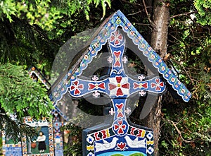Cross detail in Sapanta merry cemetery
