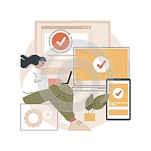 Cross-device syncing abstract concept vector illustration.