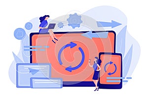 Cross-device syncing concept vector illustration