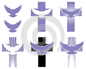 Cross and Dove logo elements