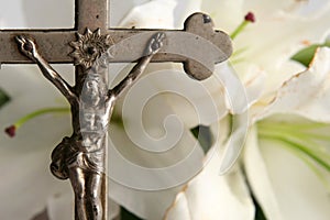Cross and easter lilies