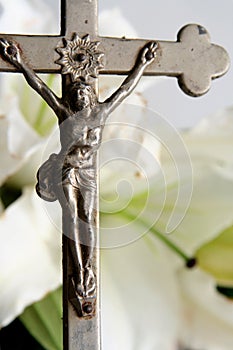 Cross and easter lilies