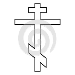 Cross eight-pointed of Greek-Catholic Orthodox icon black color illustration flat style simple image