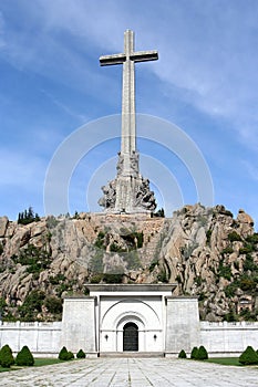 The Cross and the entrance to the Basilica at the `Valley of the Fallen` photo