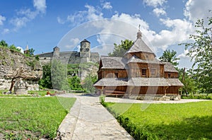 Cross Exaltation Church against of mediaeval fortress, Kamianets-Podilskyi, Ukraine