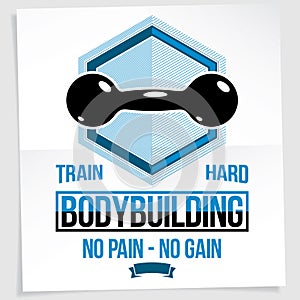 Cross fit motivation poster created with dumbbell vector element.