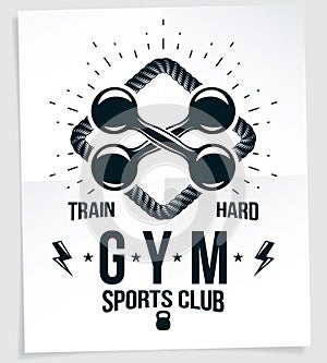 Cross fit vector motivation poster. Train hard lettering.