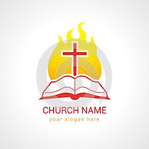 Cross on the flame bible church logo