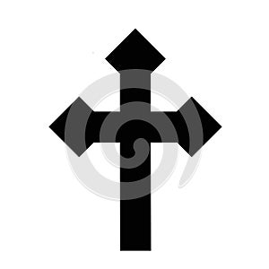 Cross flat design icon on white, stock vector illustration