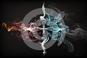Cross Fumes Smoke Black Background. Generative AI