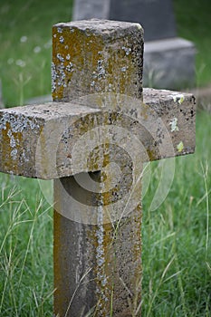 Cross in the Grass at Oakwood Cemetery in Fort Worth Texas