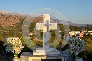 Cross on a grave in a Greek cemetery