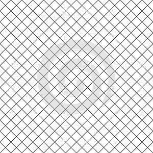 Cross grid seamless pattern. Square paper. Check mesh texture. Black cell on white background. Repeated crisscross patern. Squar l