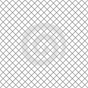 Cross grid seamless pattern. Square paper. Check mesh texture. Black cell on white background. Repeated crisscross patern. Squar l photo