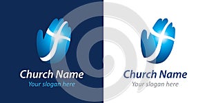 Cross on the hand church logo