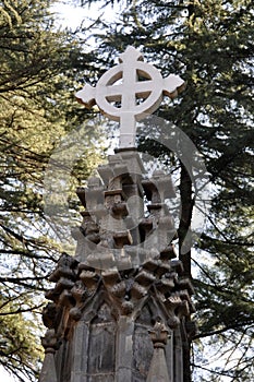 Cross Headstone Cemetery of the Church of St. John Himalaya Mountains India.