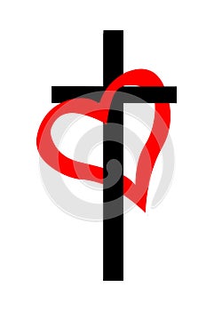 Cross and heart vector illustration. photo