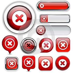 Cross high-detailed web button collection.